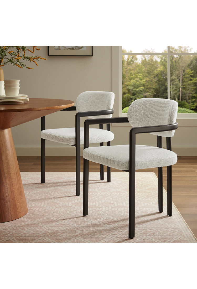 Marbella Fabric and Metal Dining Chair,Black Cream