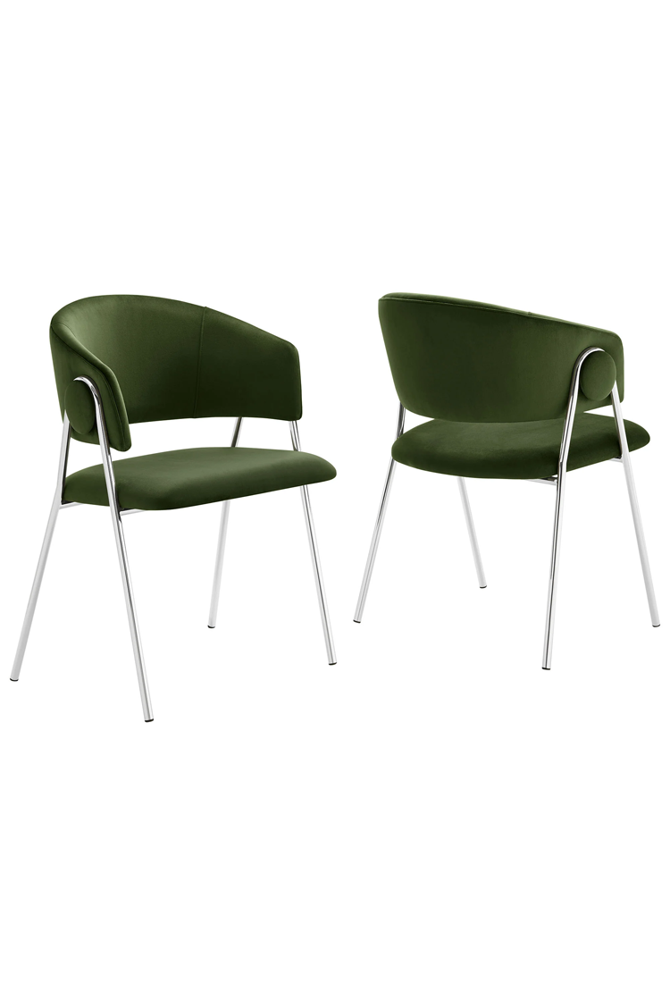 Savanna Velvet Dining Chair,Green Silver(Set of 2)