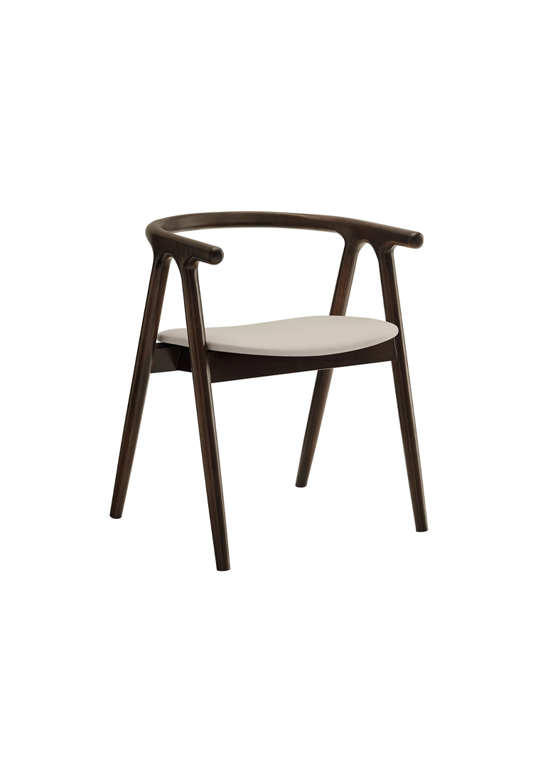 Serene Leather and Wood Dining Chair,Stone