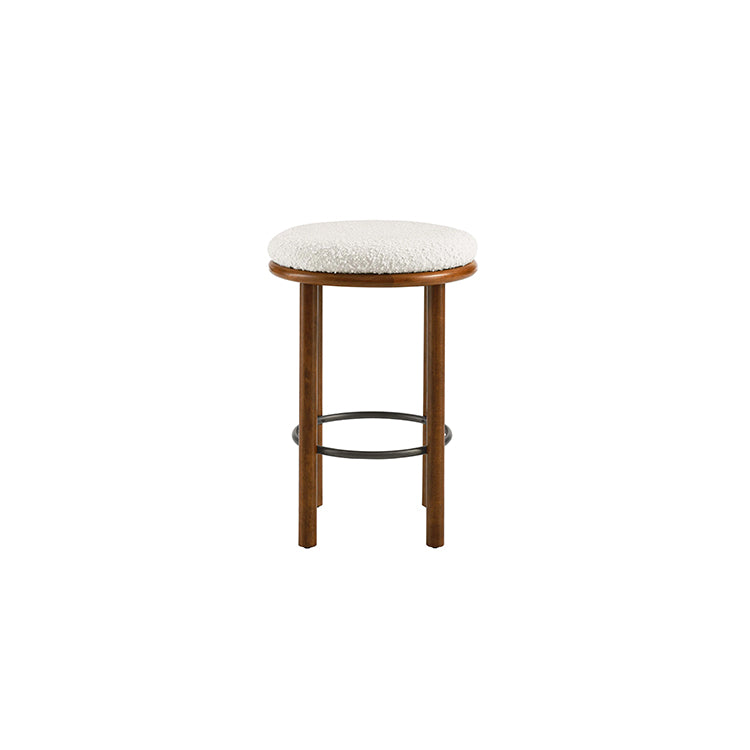 Pebble Boucle Walnut Ivory Counter Stools, Set of 2