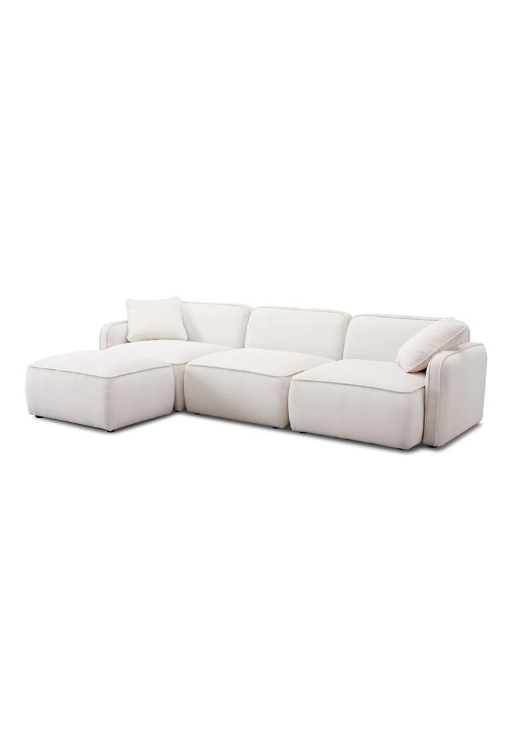 Syntara Velvet 4- Piece Sectional,White Sand