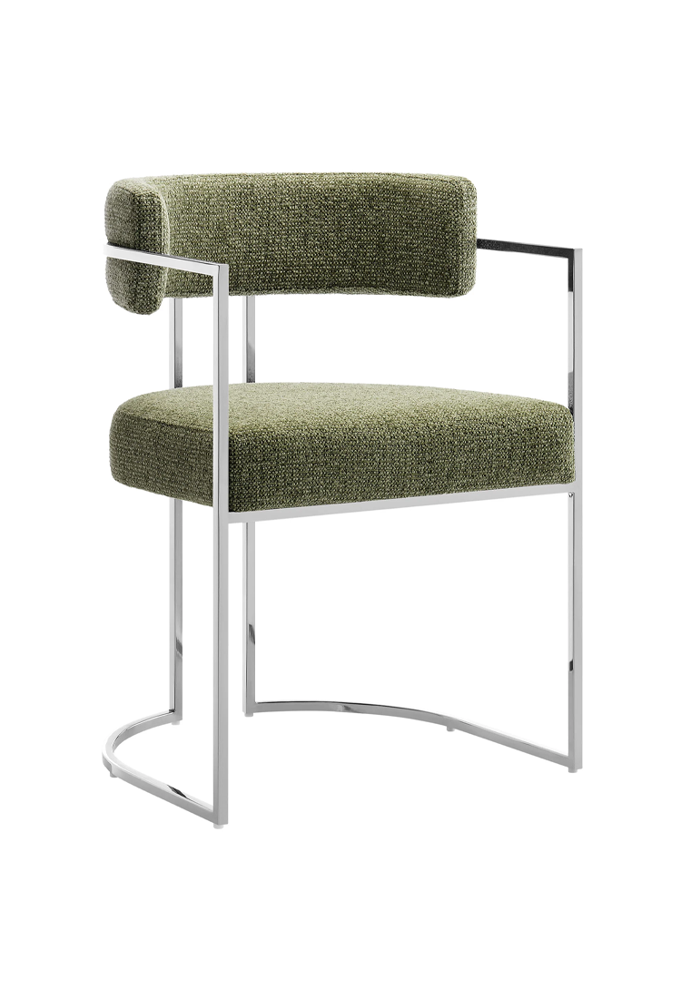 Ardenza Curved Back Fabric and Metal Dining Chair,Silver Leaf