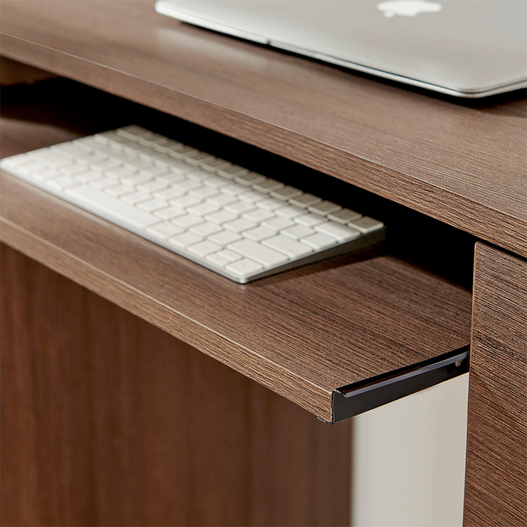 Mir Curved Office Desk, Brown Oak