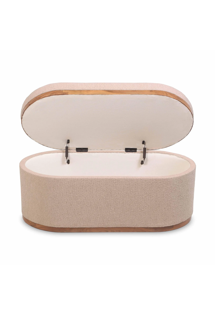 Vespera Oval Storage Ottoman,ivory