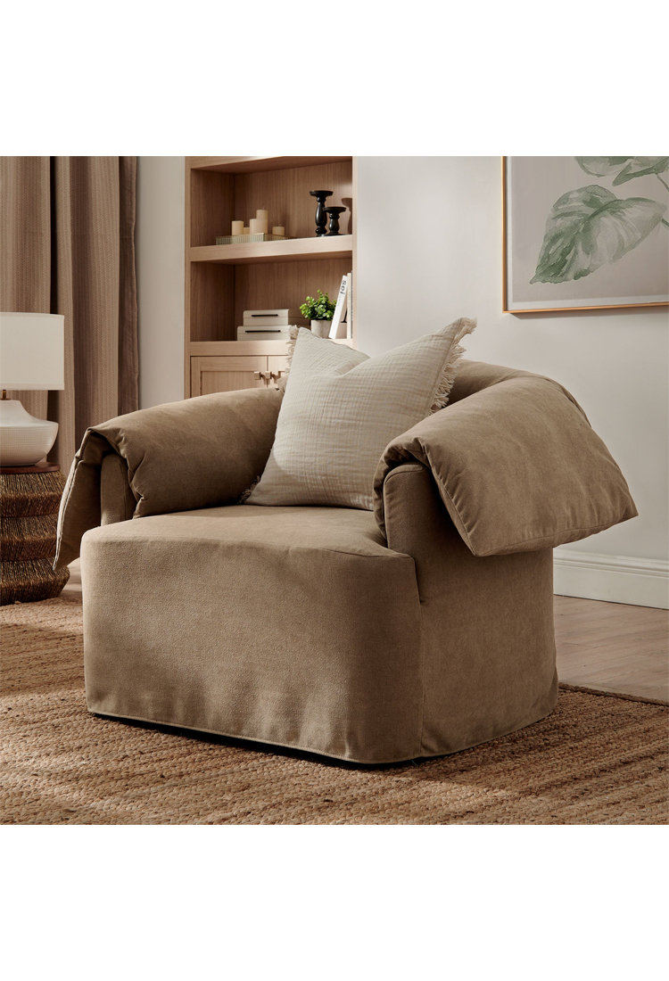 Euphoria Fabric Armchair,Almond