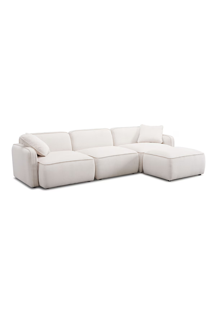 Syntara Velvet 4- Piece Sectional,White Sand