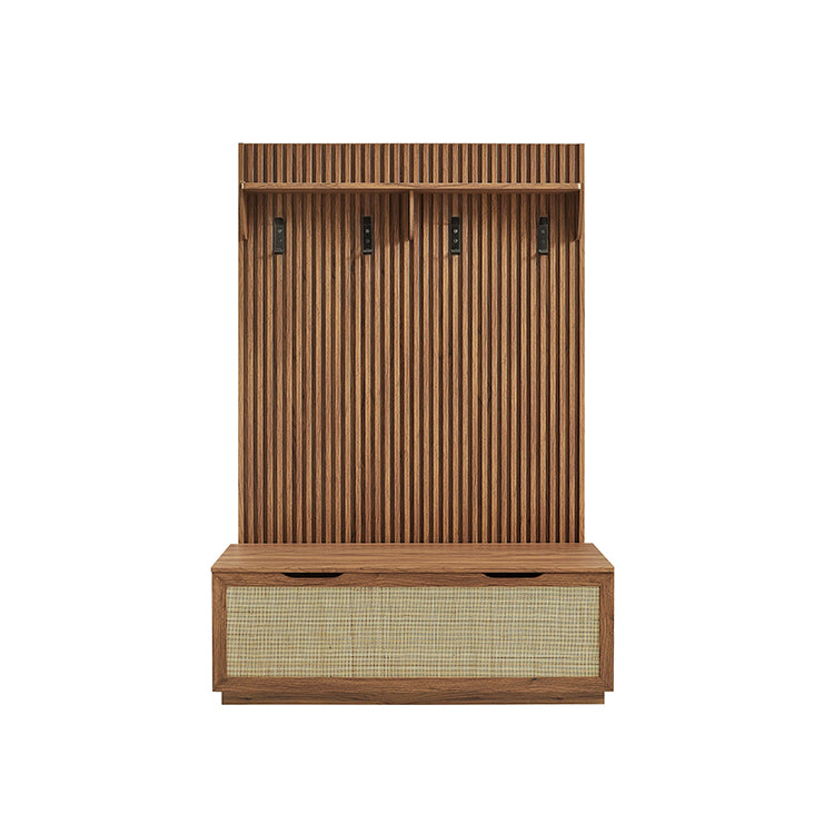 Nona Storage Bench and Coat Rack, walnut