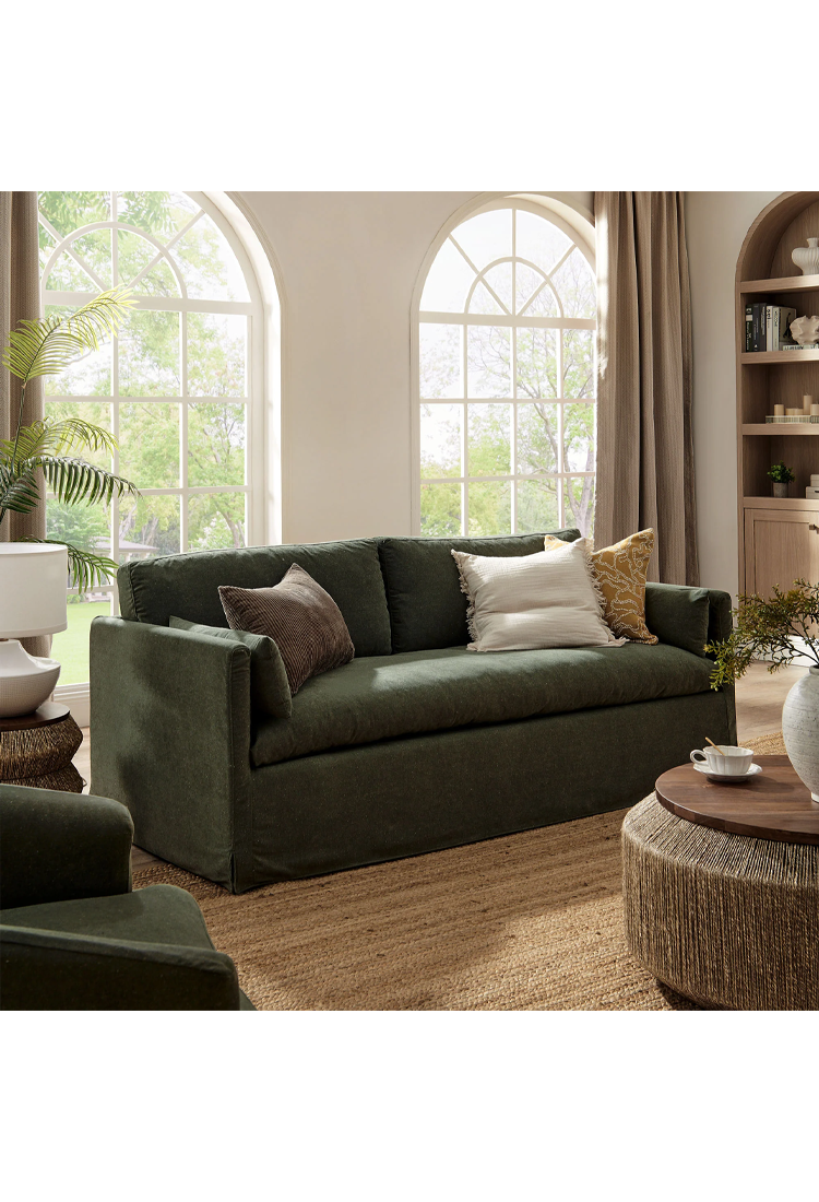 Leisure 85" Fabric Sofa,Sage