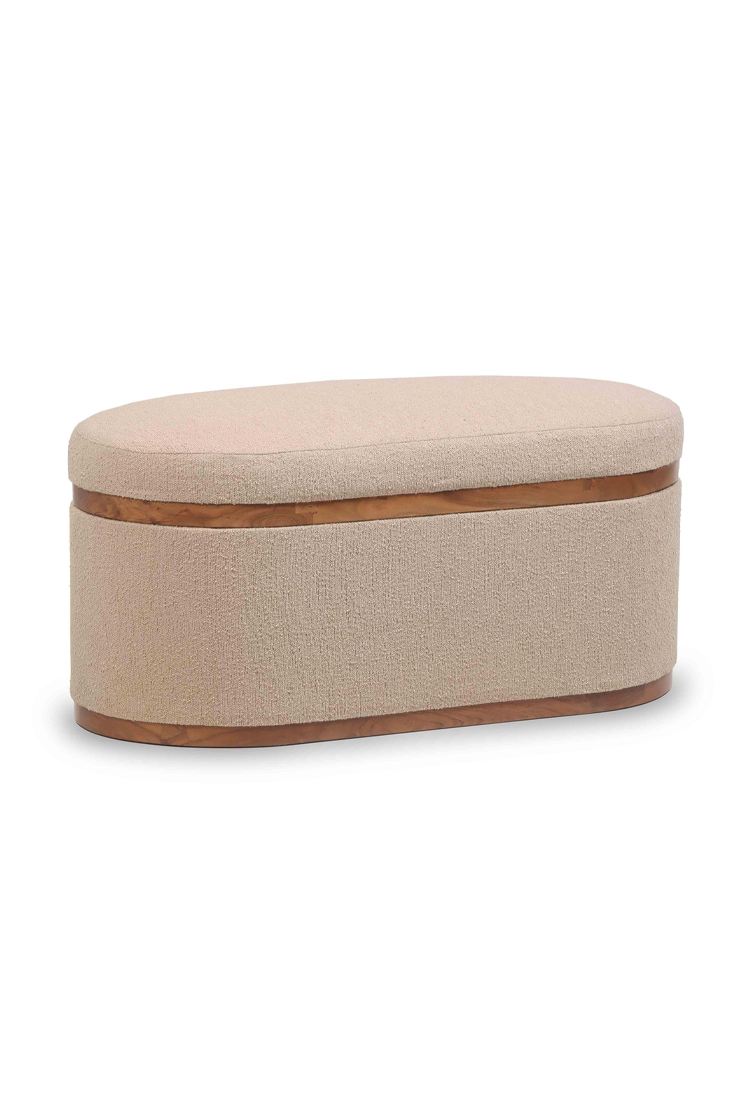 Vespera Oval Storage Ottoman,ivory