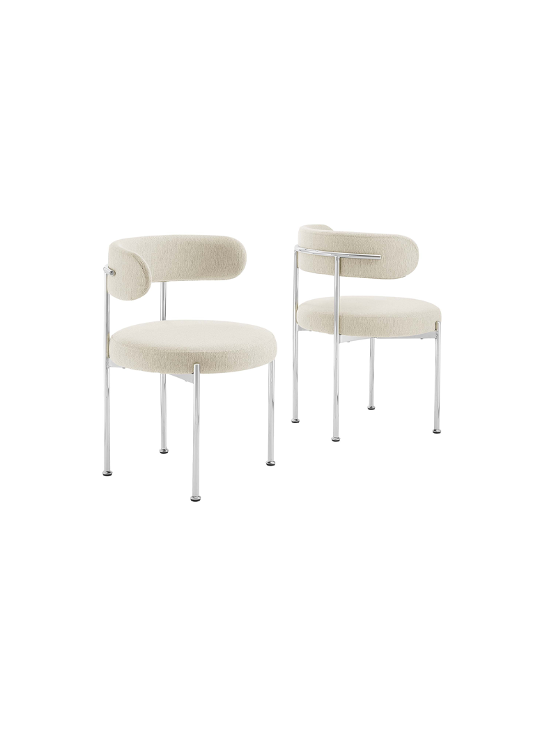 Lumora Fabric Dining Chair,Beige Silver(set of 2)