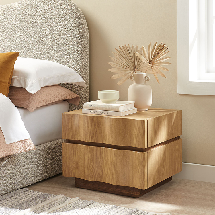 Iola Nightstand, Light Oak Walnut