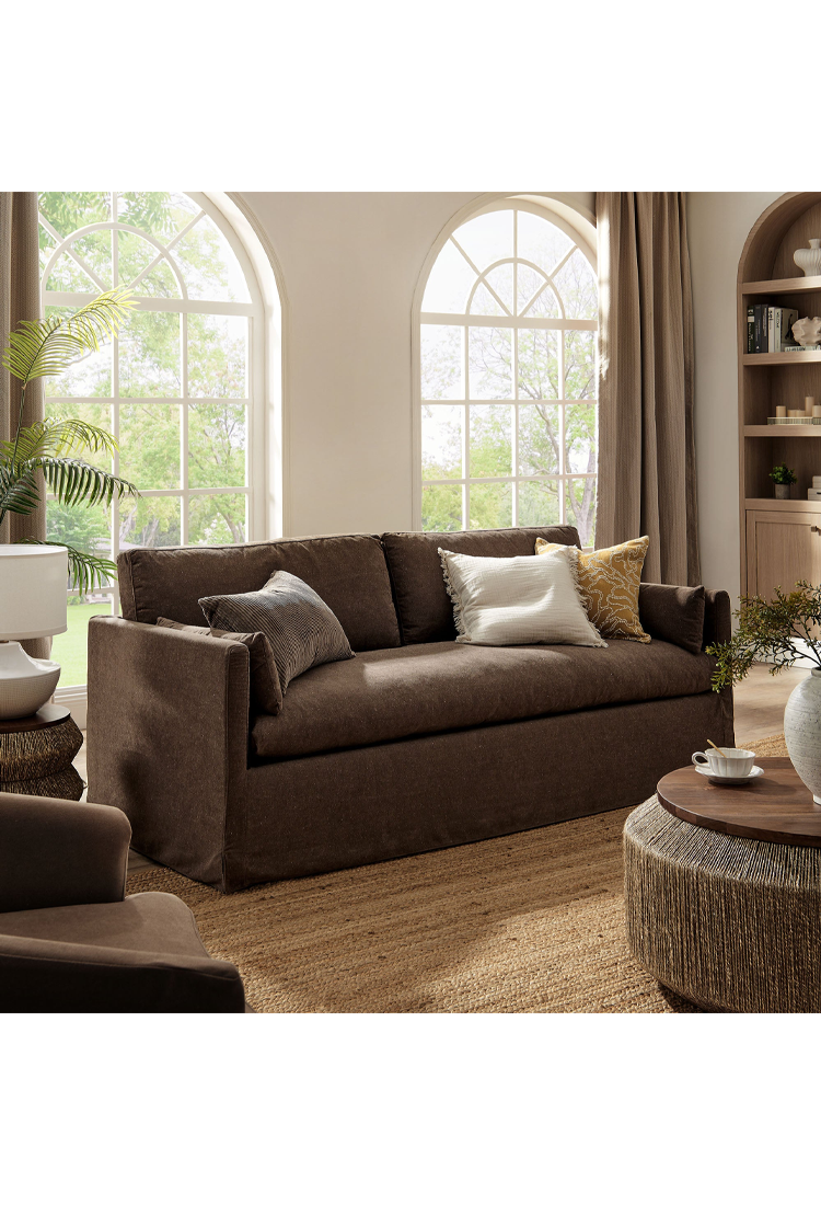 Leisure 85" Fabric Sofa,Cocoa