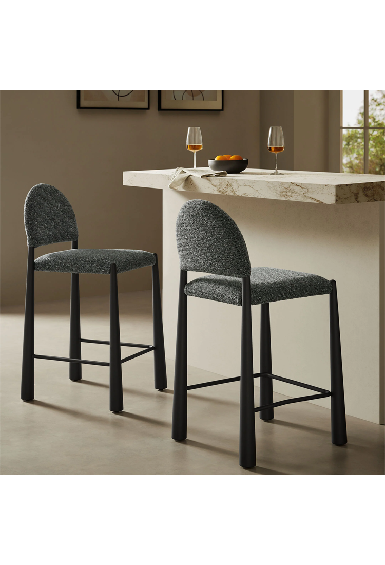 Alura Fabric Counter Stool,Black Anthracite