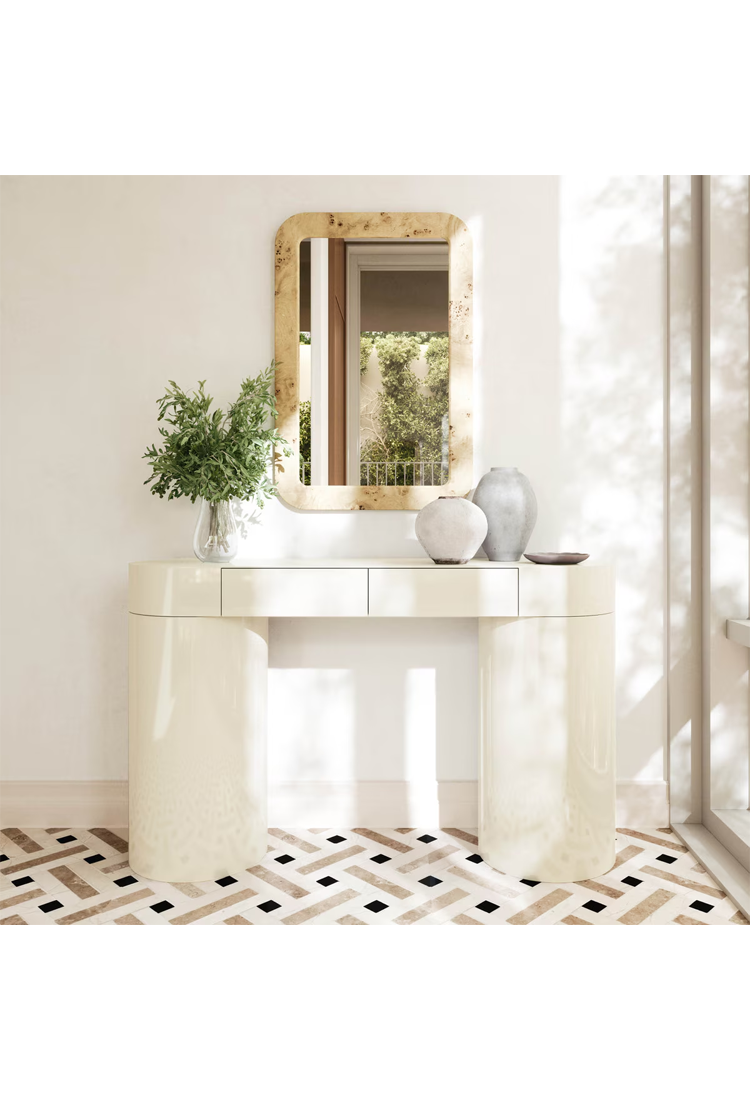 Nymera High Gloss Console Table ,Cream