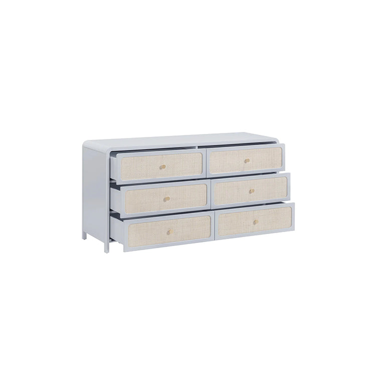 Pattie Rattan 6 Drawer Dresser, Blue