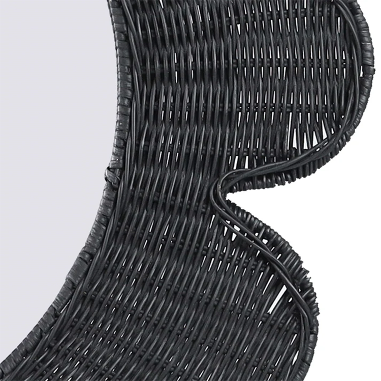 Coraline Rattan Round Wall Mirror, Black