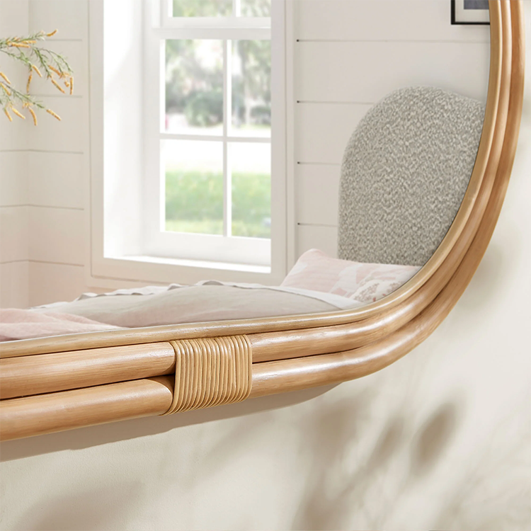 Corsie Oval Rattan Wall Mirror, Natural