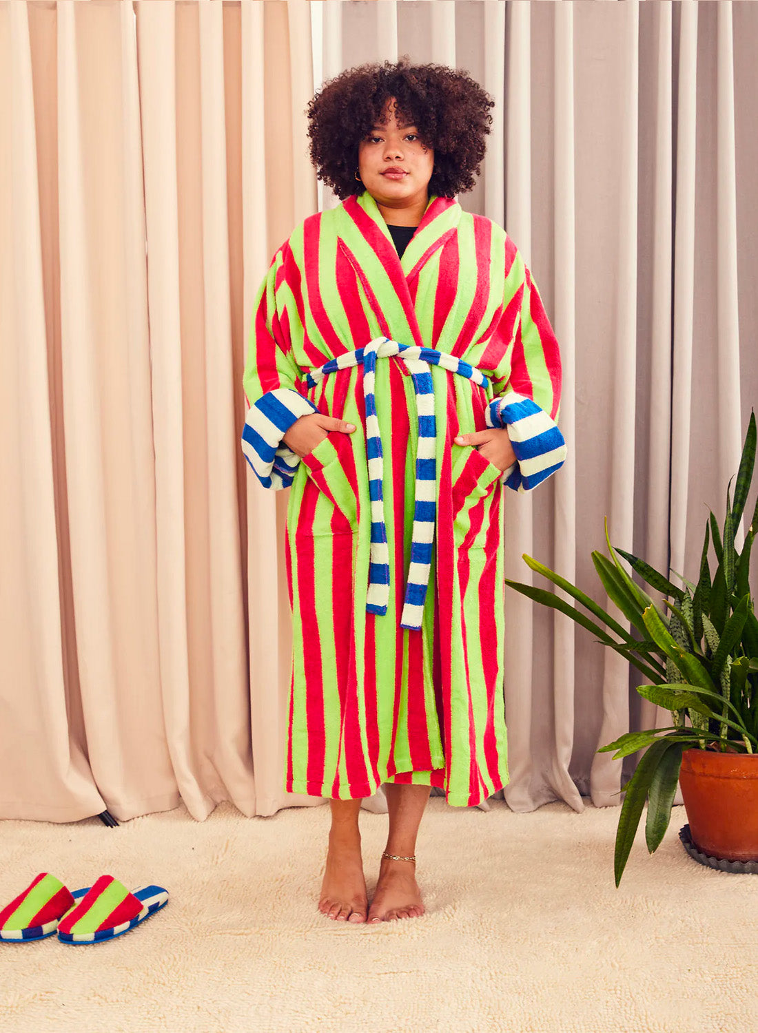 Dusen Dusen Garden Stripe Bathrobe