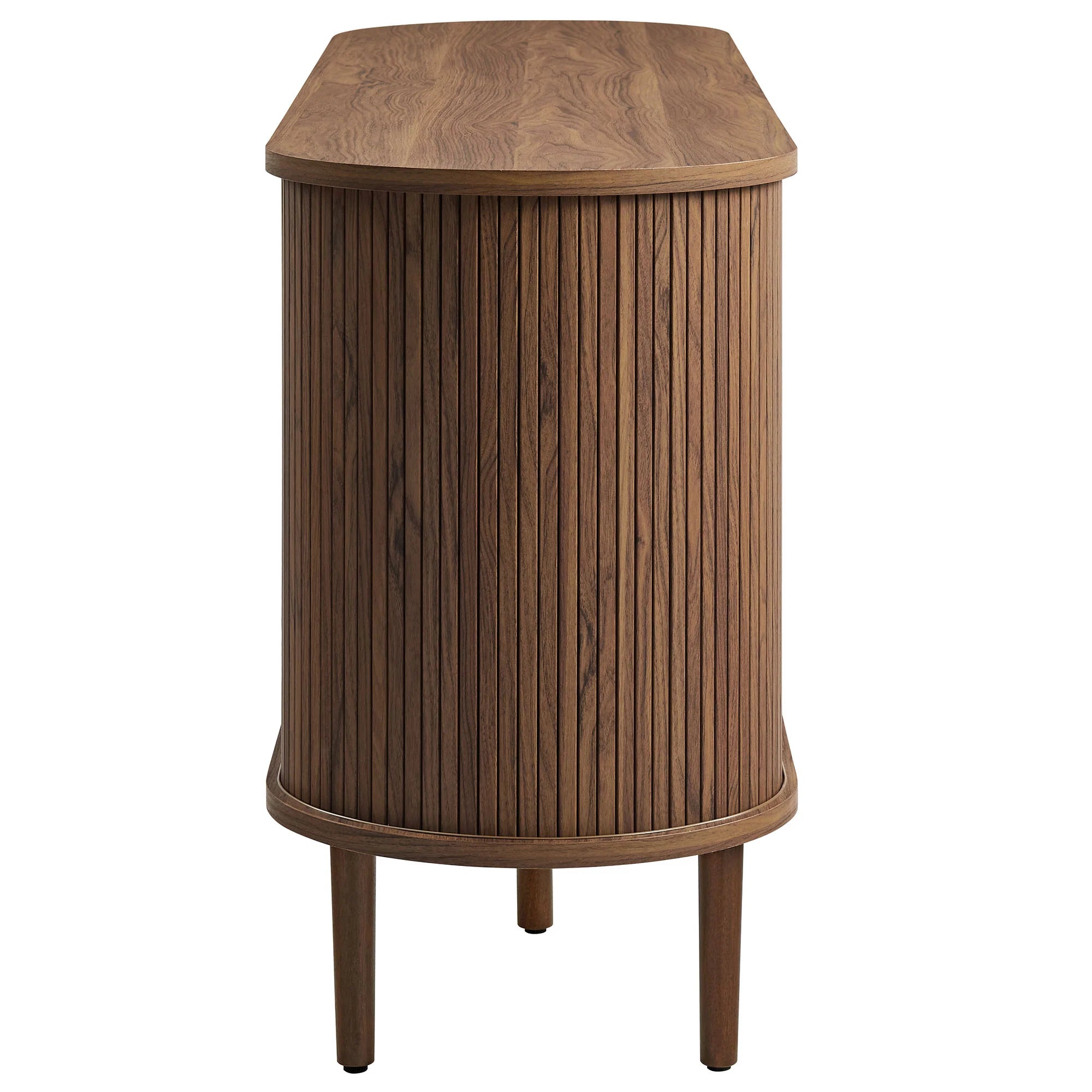 Harjan Fluted Oval Sideboard Cabinet in Walnut