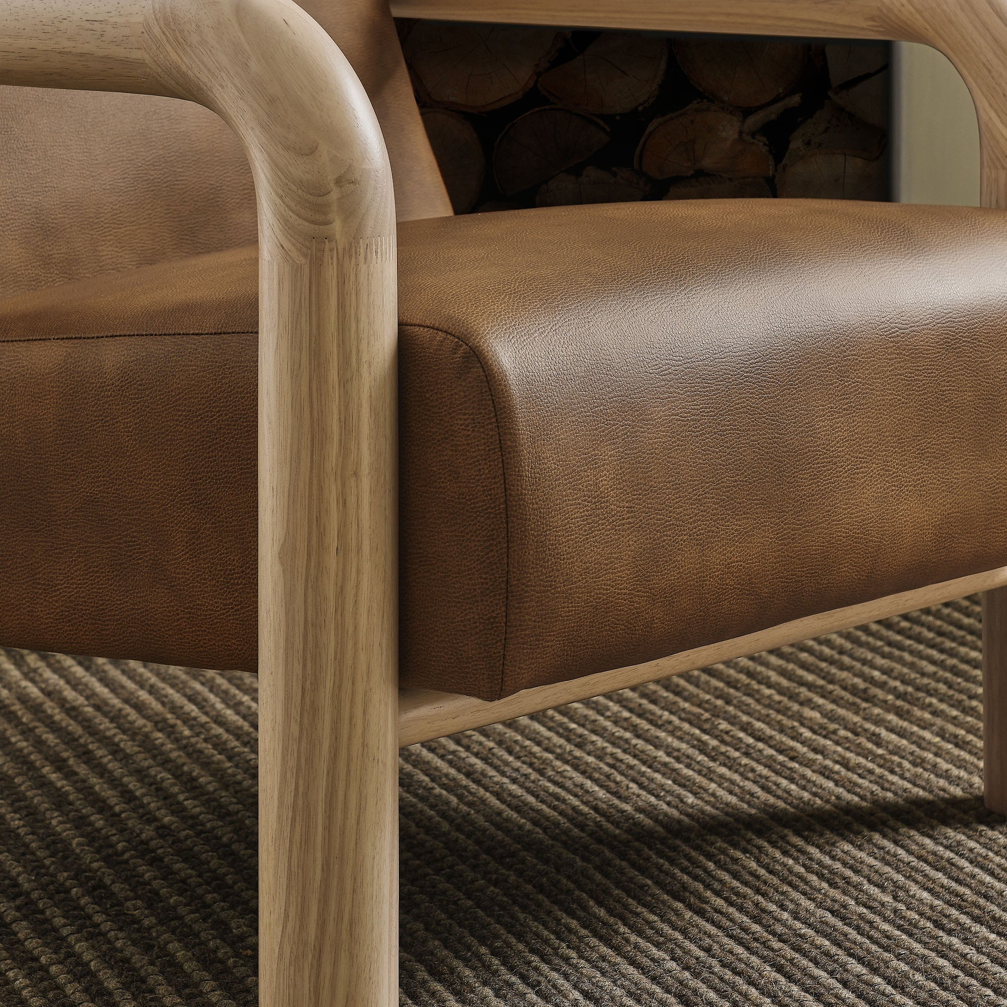 Serene Vegan Leather Accent Chair in Canyon Oak