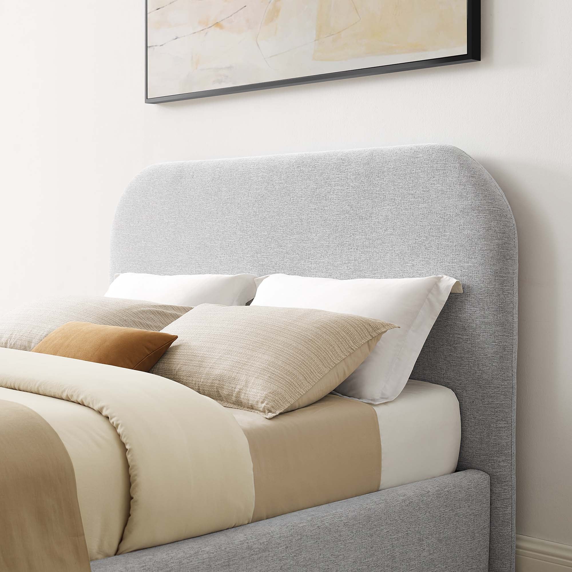 Heather Upholstered Full Bed, Light Gray
