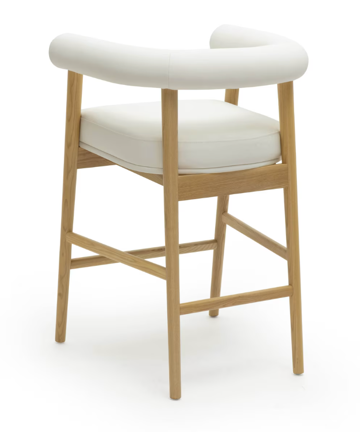 Para Vegan Leather Counter Stool, White