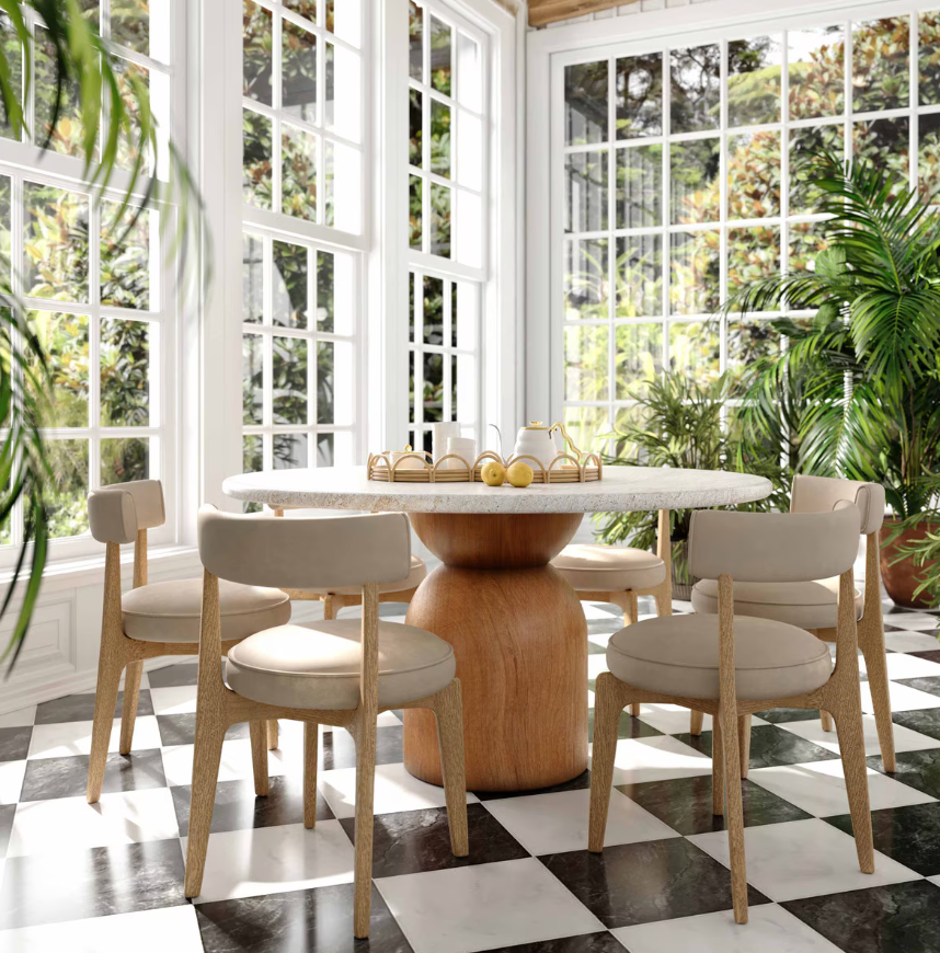Nikita Vegan Leather Dining Chair, Cream