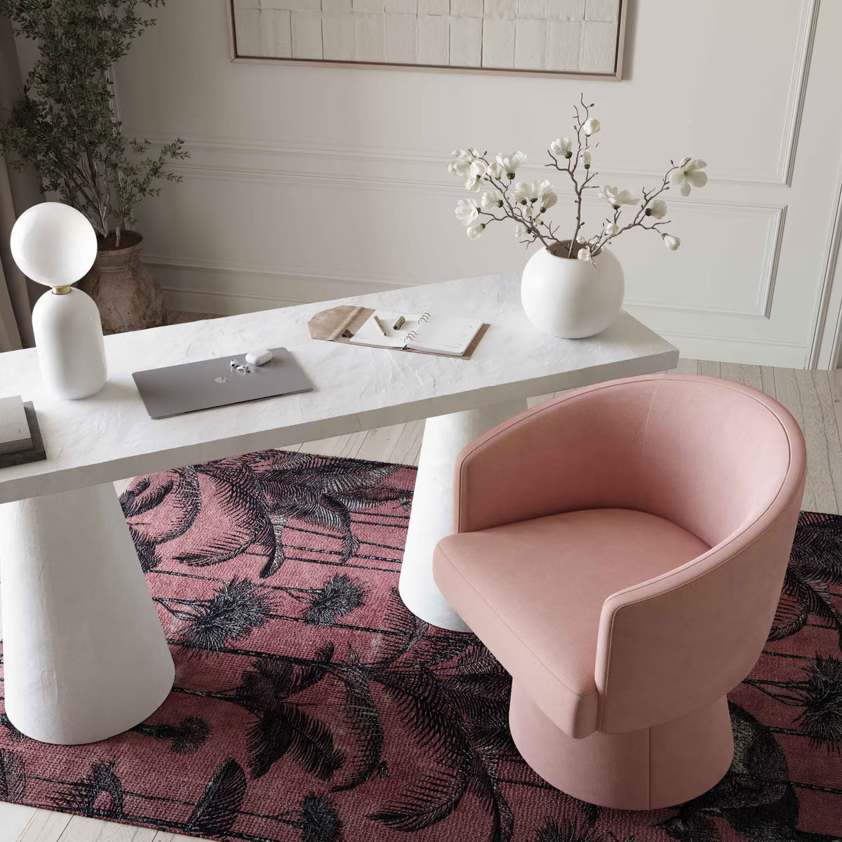 Christine Rolling Desk Chair Pink