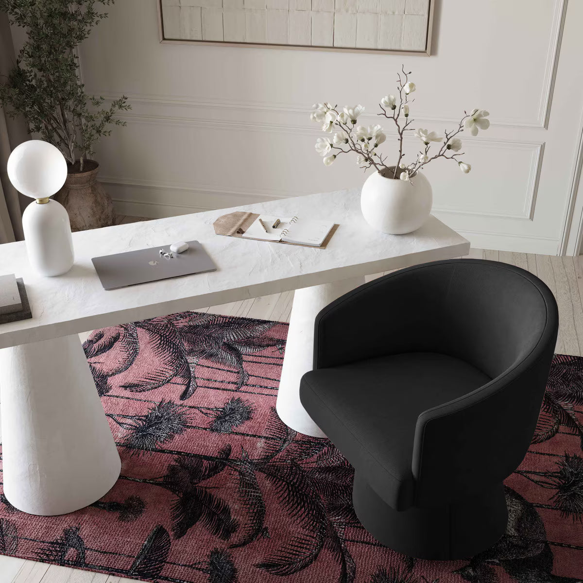Christine Rolling Desk Chair Black