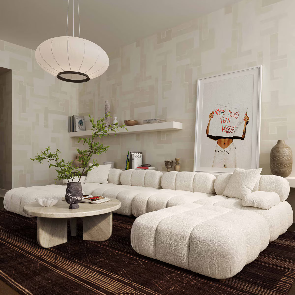 Huggy Cream Vegan 6-piece U-Sectional