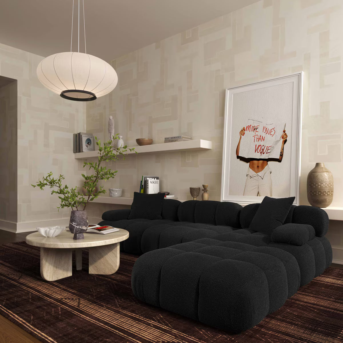 Huggy Black Vegan 4-piece Sectional