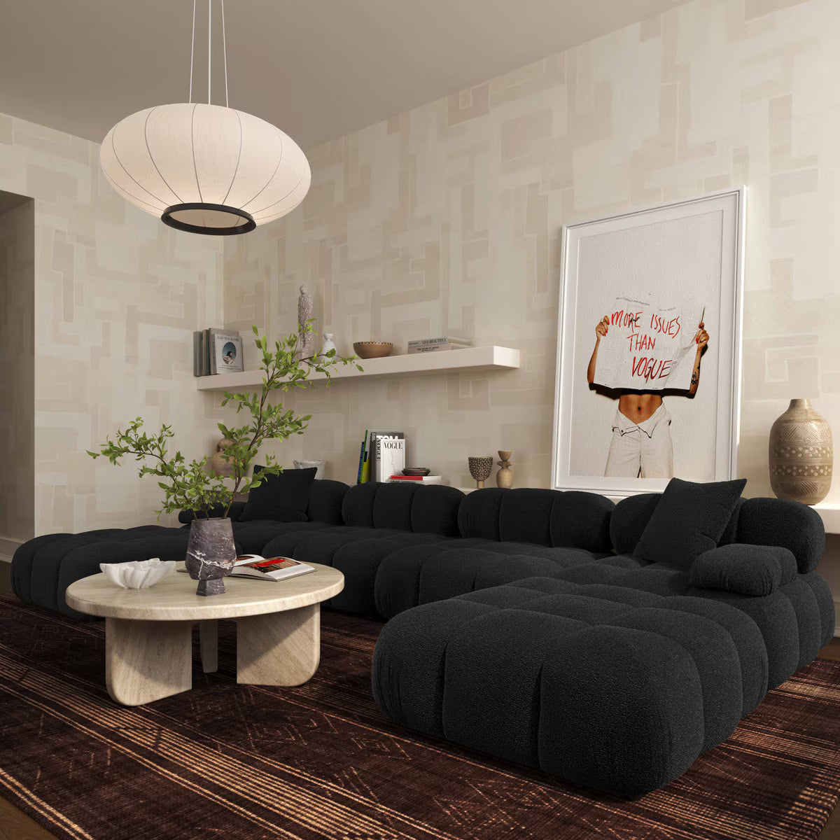 Huggy Black Vegan 6-piece U-Sectional