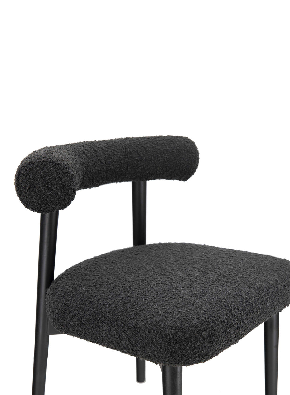 Almond Boucle Side Chair, Black
