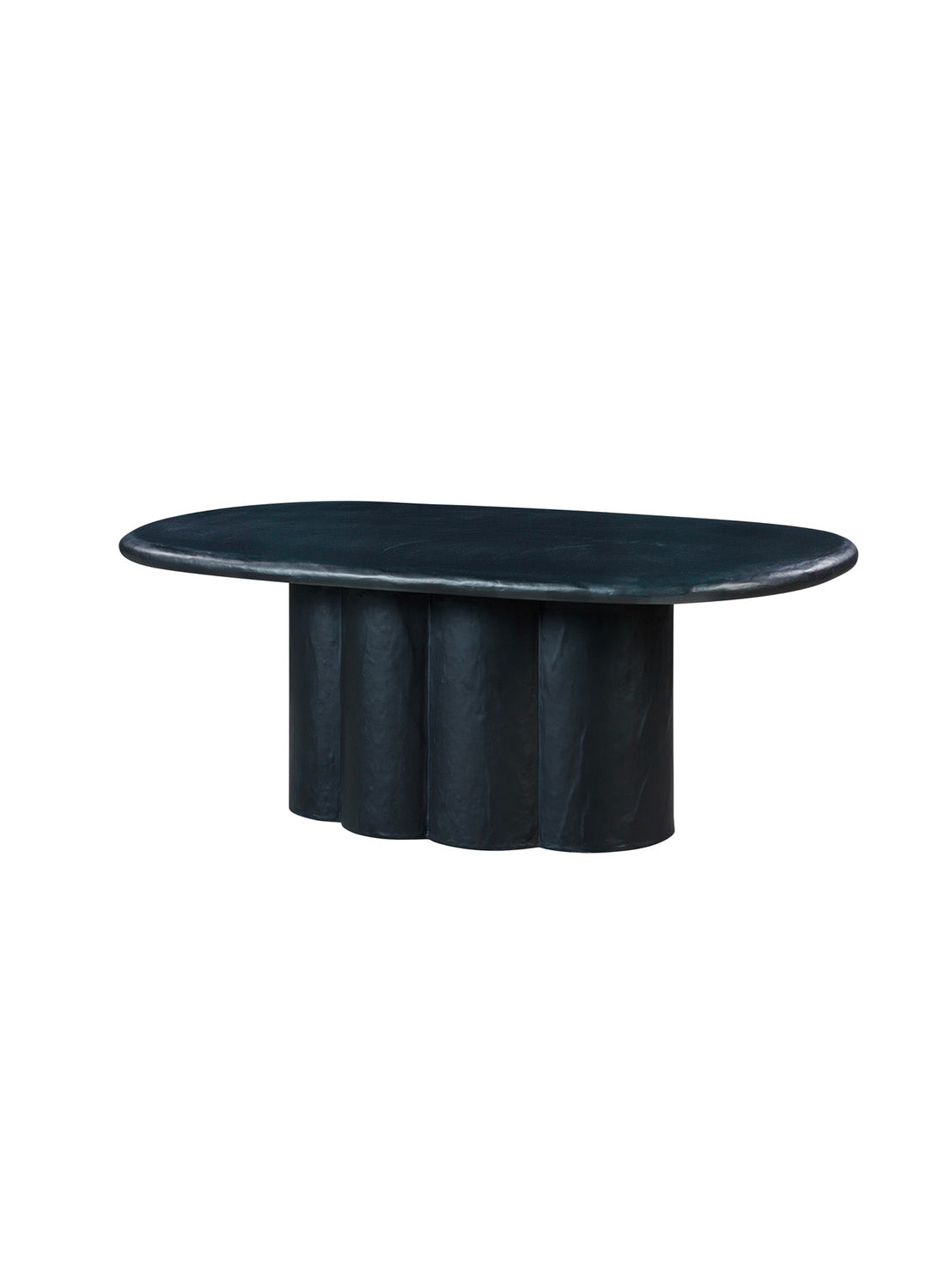 Alika Faux Plaster Oval Dining Table, Black