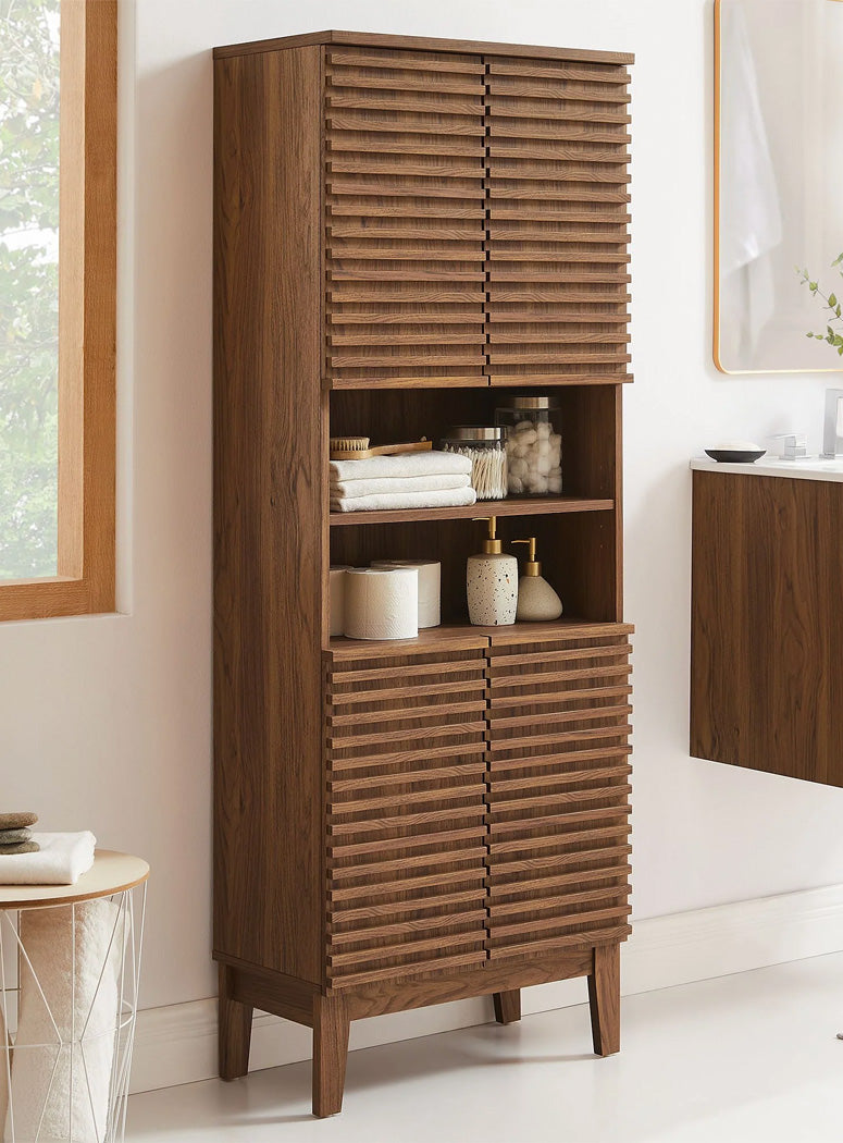 Chateau  BRender Tall Narrow Bathroom Storage Cabinet,walnut