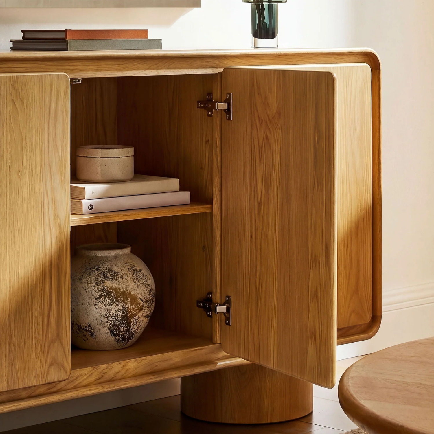 Arco 3-Door Cabinet, Oak