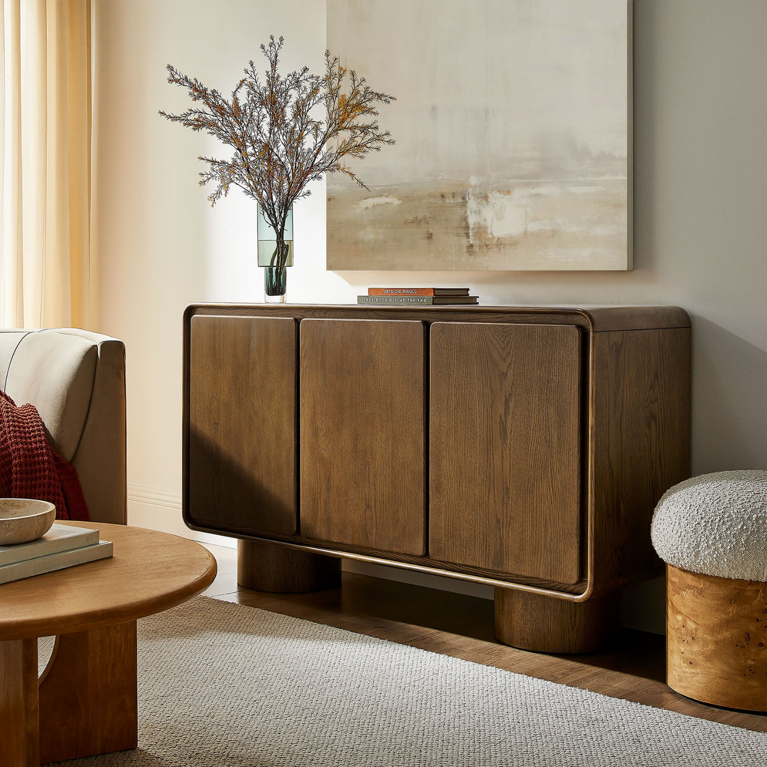 Arco 3-Door Cabinet, Walnut