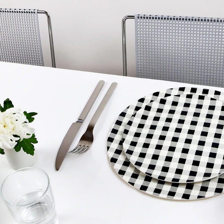Xenia Taler Black Gingham Side Plate 8"