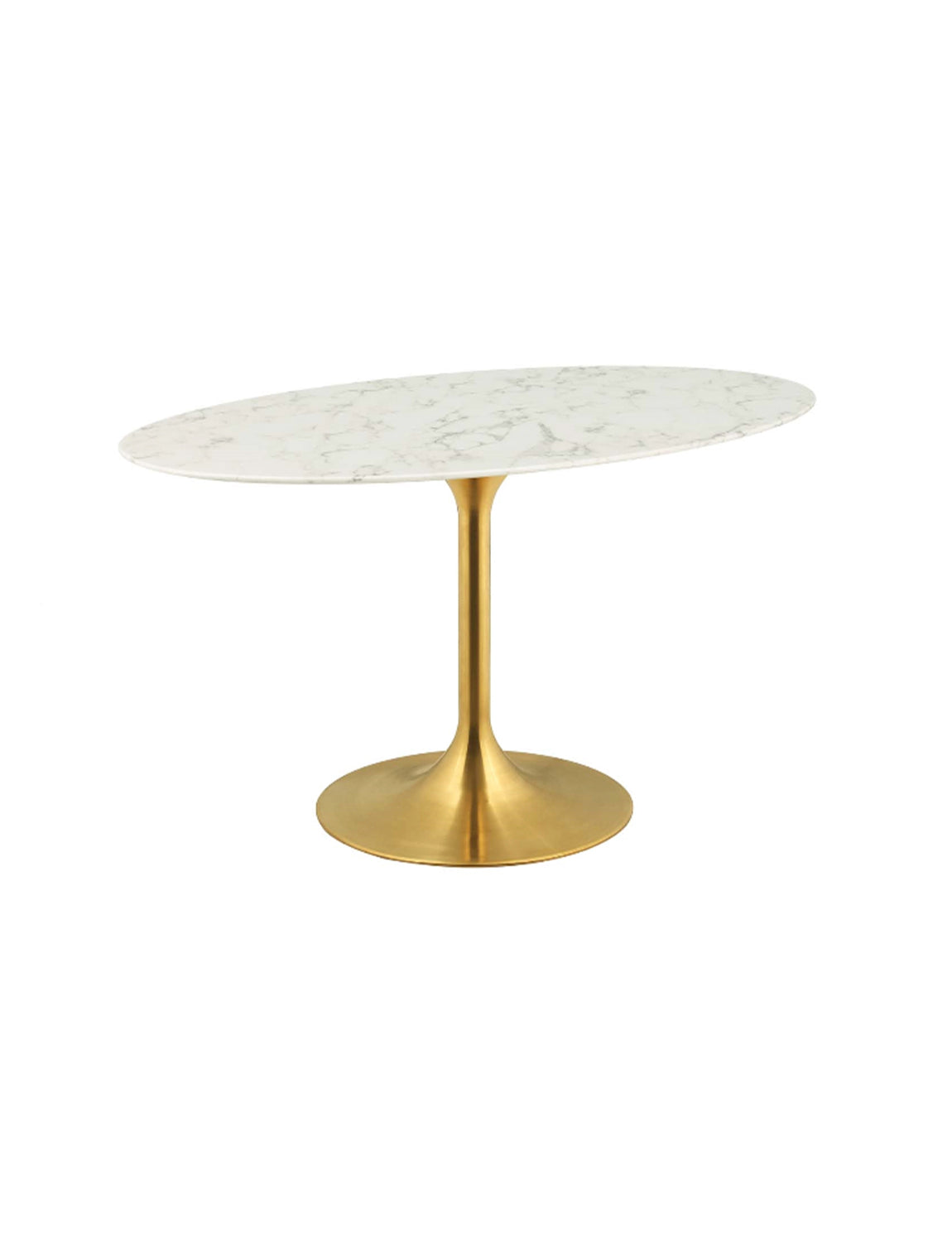 Lily Oval Marble 54" Dining Table, gold base