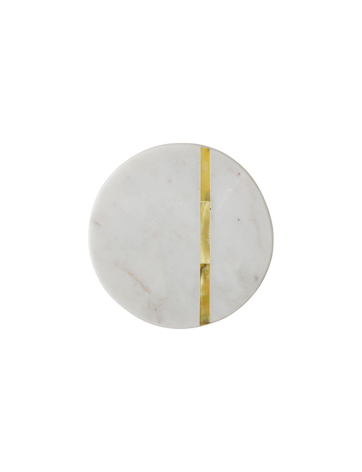 Round Marble Coasters w/ Gold Finish Metal Inlay